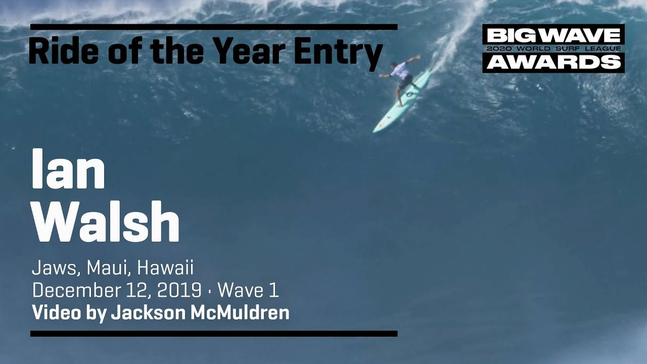 Ian Walsh (Kuau, Hawaii, USA) goes with the power stance and muscles through all manner bump and grind at Jaws, Maui, Hawaii on December 12, 2019. Wave 2. Video by Jackson McMuldren. An entry in the Ride of the Year Award category of the 2020 WSL Big Wave Awards. For more information see www.WorldSurfLeague.com/bigwaveawards
