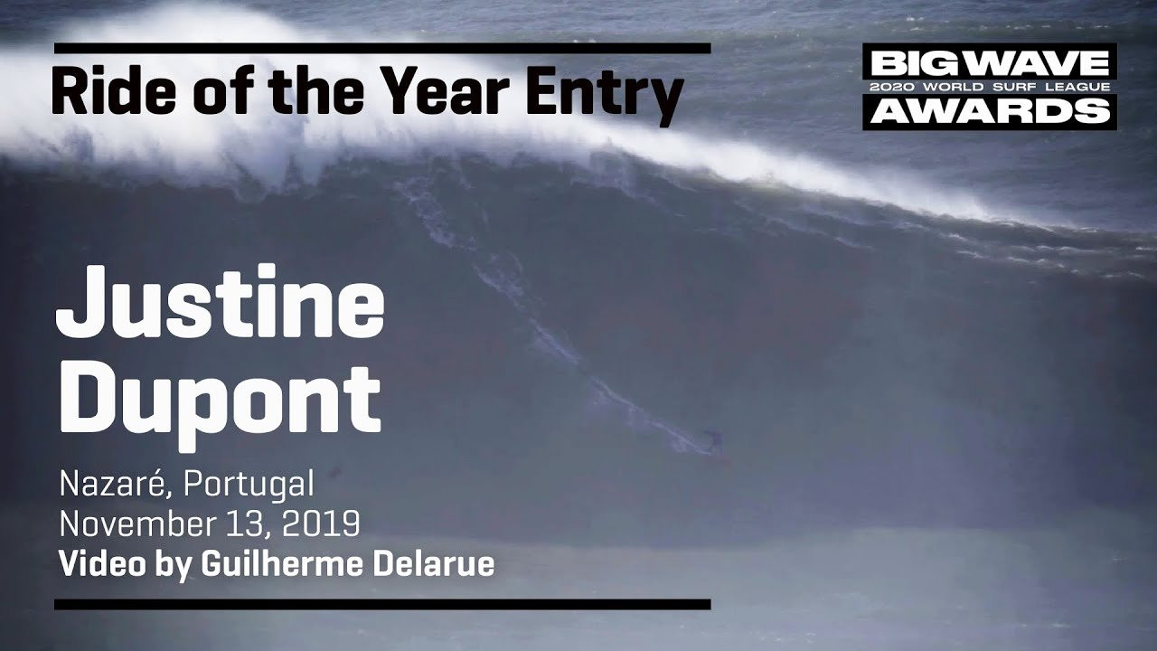Justine Dupont (Seignosse, France) takes charge of a massive wall and glides through to victory at Praia do Norte, Nazaré, Portugal on November 13, 2019. Angle 2. Video by Guilherme Delarue. An entry in the Ride of the Year Award category of the 2020 WSL Big Wave Awards. For more information see www.WorldSurfLeague.com/bigwaveawards