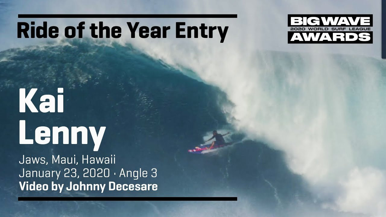 Kai Lenny (Paia, Hawaii, USA) swerves in and out of a large, tasty barrel at Jaws, Maui, Hawaii on January 23, 2020. Angle 3. Video by Johnny . An entry in the Ride of the Year Award category of the 2020 WSL Big Wave Awards. For more information see www.WorldSurfLeague.com/bigwaveawards