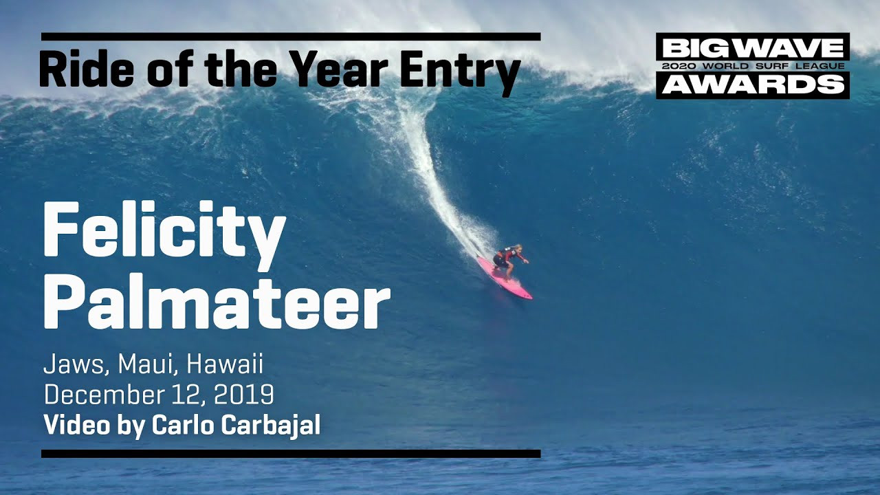 Felicity Palmateer (Perth, WA, Australia) drops in and beats the lip to the bottom at Jaws, Maui, Hawaii on December 12, 2019. Video by Carlo Carbajal. An entry in the Ride of the Year Award category of the 2020 WSL Big Wave Awards. For more information see www.WorldSurfLeague.com/bigwaveawards