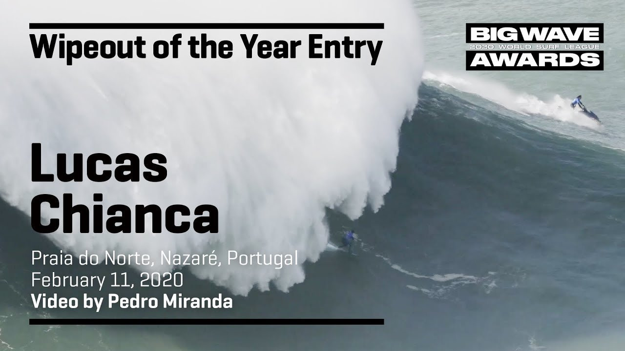 Lucas Chianca (Rio de Janeiro, Brazil) carves high but can't get out from under an enormous aquatic overhand and pays the price at Praia do Norte, Nazaré, Portugal on February 11, 2020. Video by Pedro Miranda. An entry in the Wipeout of the Year Award category of the 2020 WSL Big Wave Awards. For more information see www.WorldSurfLeague.com/bigwaveawards