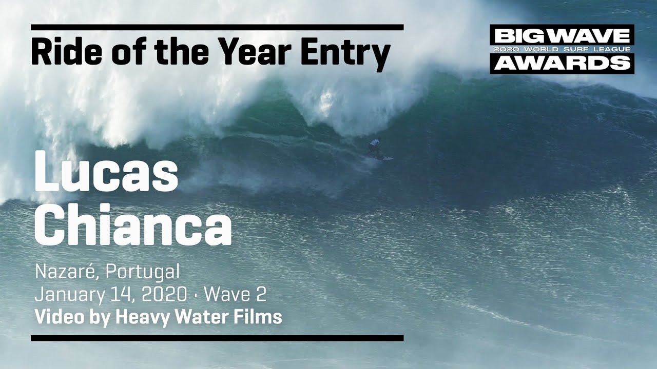 Lucas Chianca (Rio de Janeiro, Brazil) tows in, fades deep and then gets covered up within an XXL barrel at Praia do Norte, Nazaré, Portugal on January 14, 2020. Video by Heavy Water Films. An entry in the Ride of the Year Award category of the 2020 WSL Big Wave Awards. For more information see www.WorldSurfLeague.com/bigwaveawards