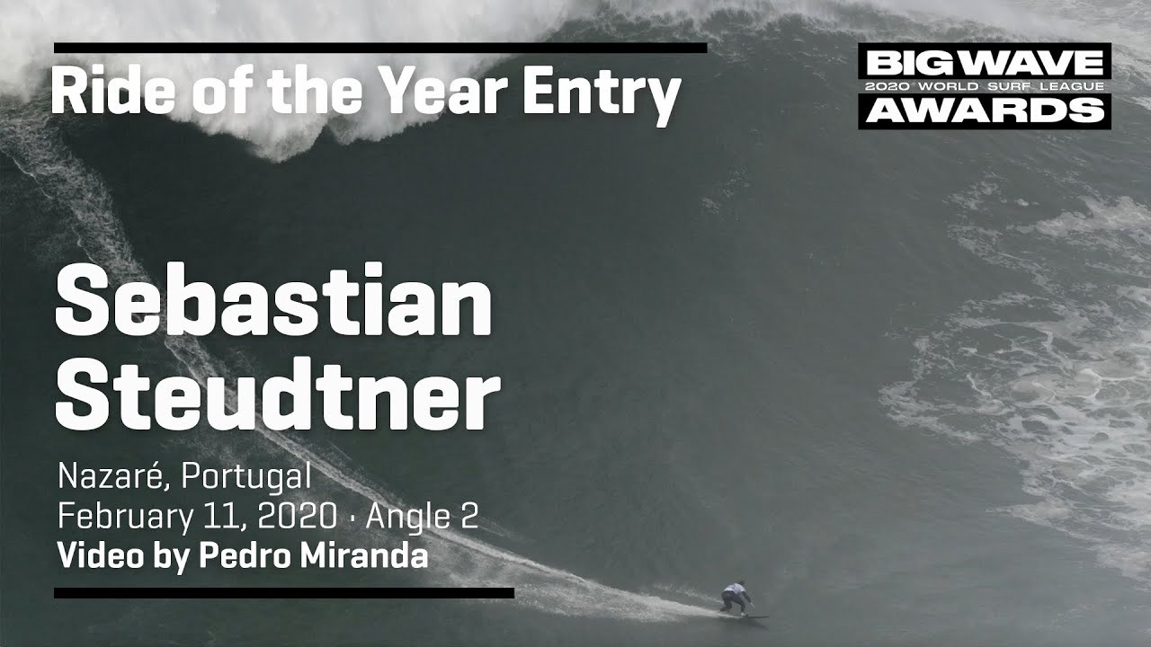 Sebastian Steudtner (Nuremberg, Germany) is seen in a second angle as he fades precisely to the brink and successfully escapes from endless tons of whitewater at Praia do Norte, Nazaré, Portugal during the Nazaré Tow Surfing Challenge presented by Jogos Santa Casa on February 11, 2020. Angle 2. Video by Pedro Miranda. An entry in the Ride of the Year Award category of the 2020 WSL Big Wave Awards. For more information see www.WorldSurfLeague.com/bigwaveawards