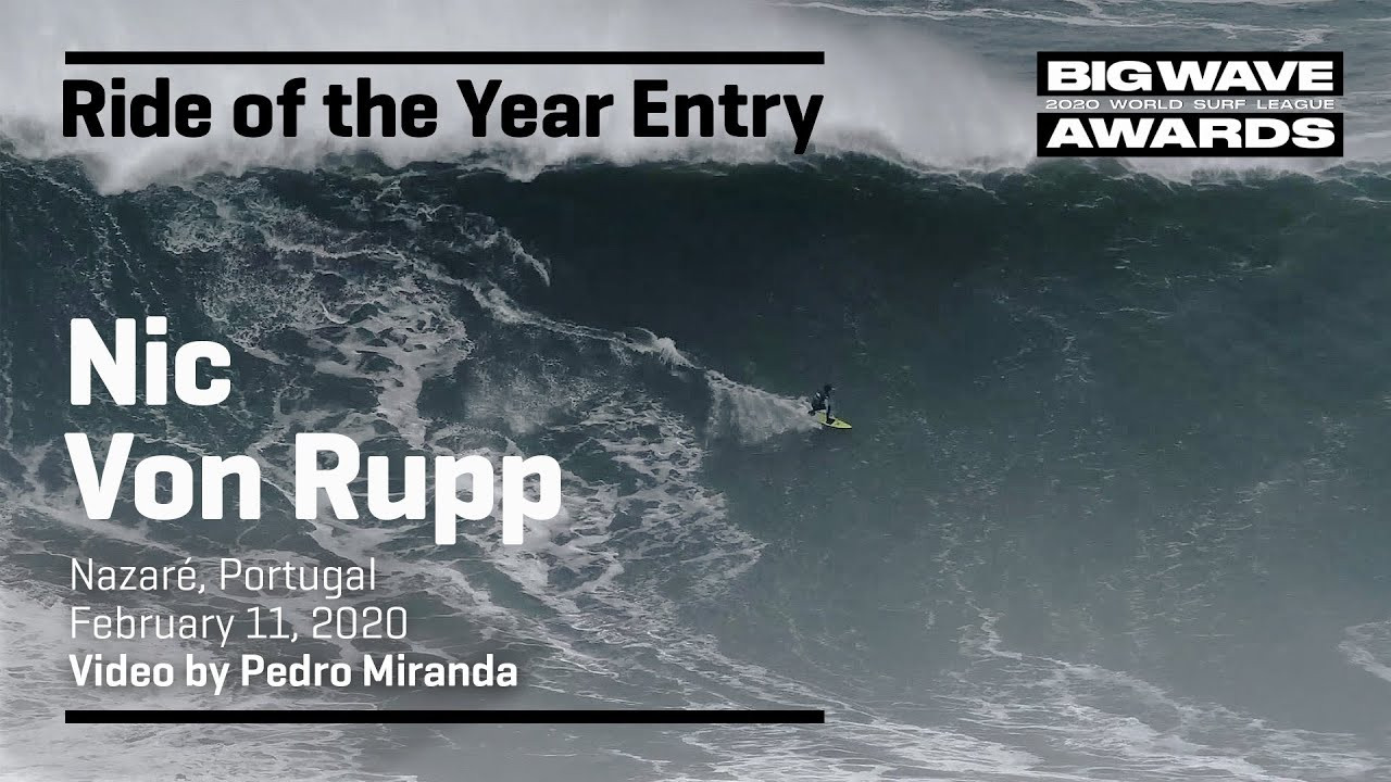 Nic Von Rupp (Sintra, Portugal) drives it like he stole it across a massive wall at Praia do Norte, Nazaré, Portugal during the Nazaré Tow Surfing Challenge on February 11, 2020. Video by Pedro Miranda. An entry in the Ride of the Year Award category of the 2020 WSL Big Wave Awards. For more information see www.WorldSurfLeague.com/bigwaveawards