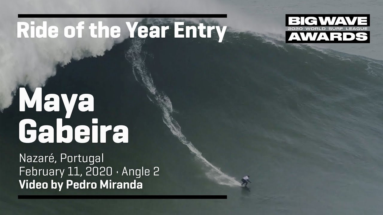Maya Gabeira (Rio de Janeiro, Brazil) takes an epic drop on a buge peak at Praia do Norte, Nazaré, Portugal during the Nazaré Tow Surfing Challenge on February 11, 2020. Angle 2. Video by Pedro Miranda. An entry in the Ride of the Year Award category of the 2020 WSL Big Wave Awards. For more information see www.WorldSurfLeague.com/bigwaveawards