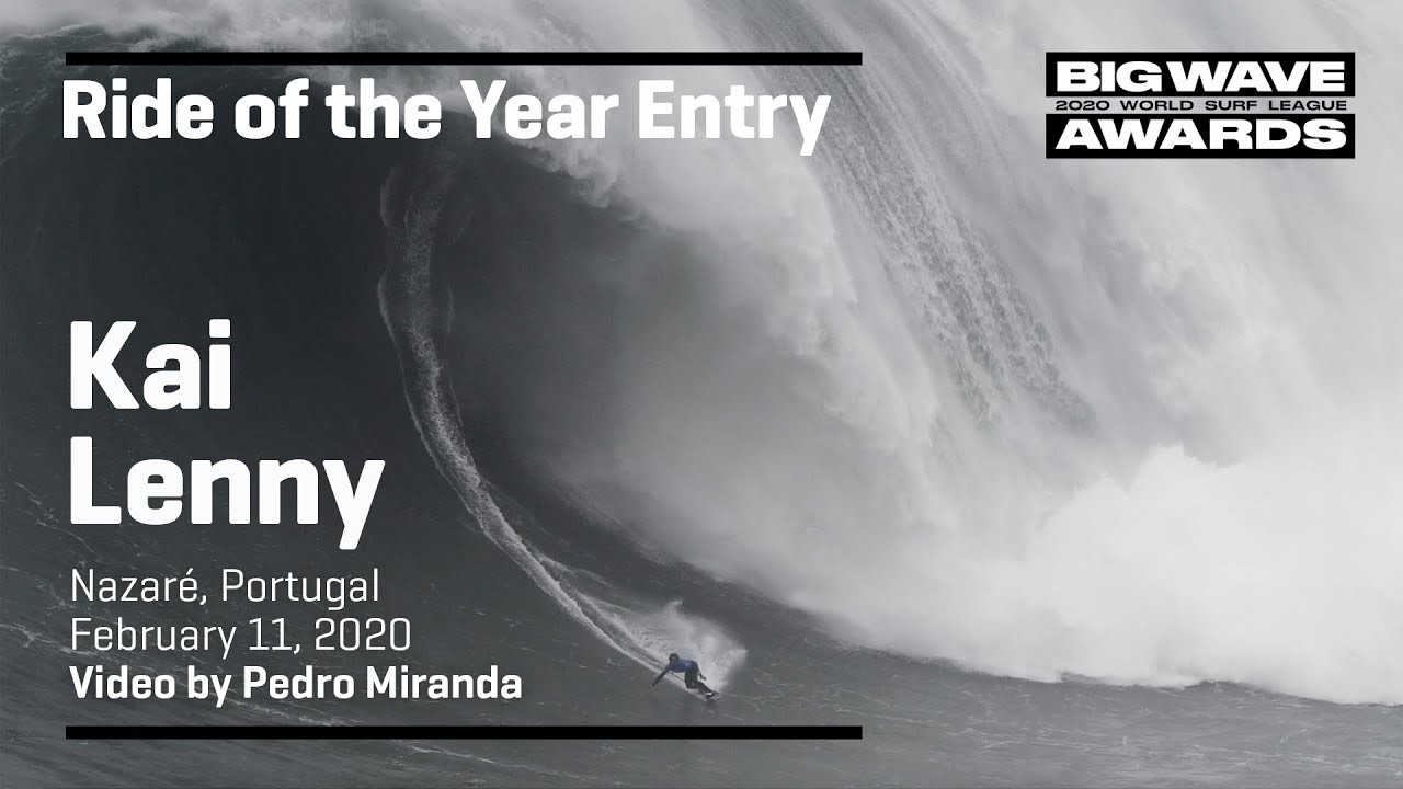 Kai Lenny (Paia, Hawaii, USA) drops whips into an unassuming lump of ocean that contorts into one of the biggest barreling peaks ever seen at Praia do Norte, Nazaré, Portugal during the Nazaré Tow Surfing Challenge on February 11, 2020. Angle 1. Video by Pedro Miranda. An entry in the Ride of the Year Award category of the 2020 WSL Big Wave Awards. For more information see www.WorldSurfLeague.com/bigwaveawards