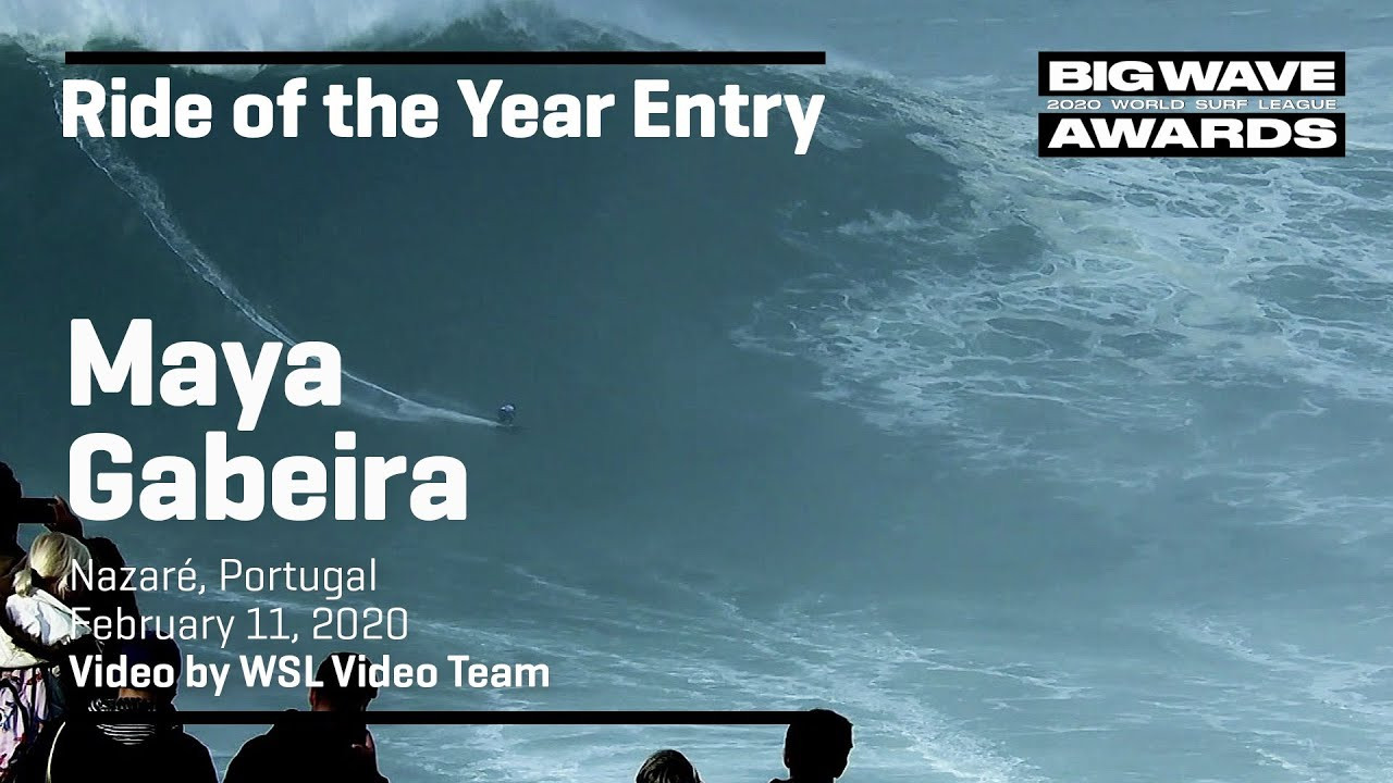 Maya Gabeira (Rio de Janeiro, Brazil) impresses the crowd with a massive drop at Praia do Norte, Nazaré, Portugal during the Nazaré Tow Surfing Challenge presented by Jogos Santa Casa on February 11, 2020. Video by WSL Video Team. An entry in the Ride of the Year Award category of the 2020 WSL Big Wave Awards. For more information see www.WorldSurfLeague.com/bigwaveawards