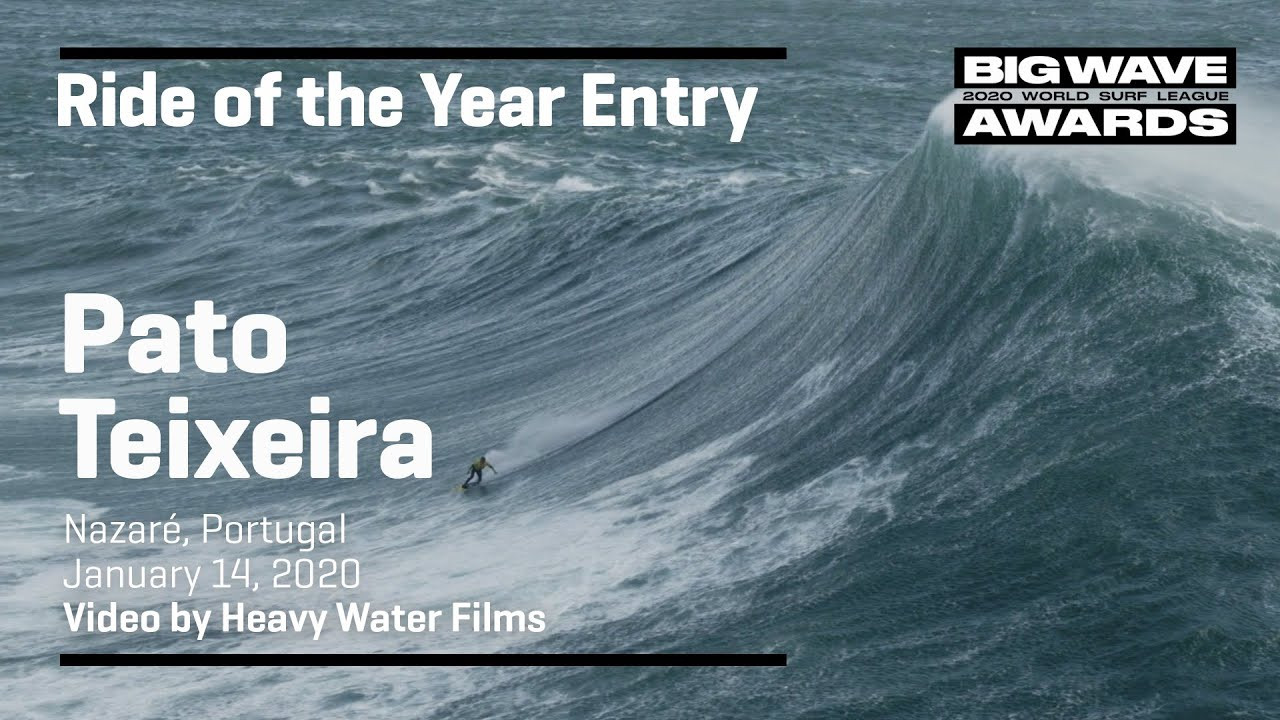 Pato Teixeira (Santa Catarina, Brazil) drops in ahead of a monstrous heaving peak at Praia do Norte, Nazaré, Portugal on December 23, 2019. Video by Heavy Water Films). An entry in the Ride of the Year Award category of the 2020 WSL Big Wave Awards. For more information see www.WorldSurfLeague.com/bigwaveawards