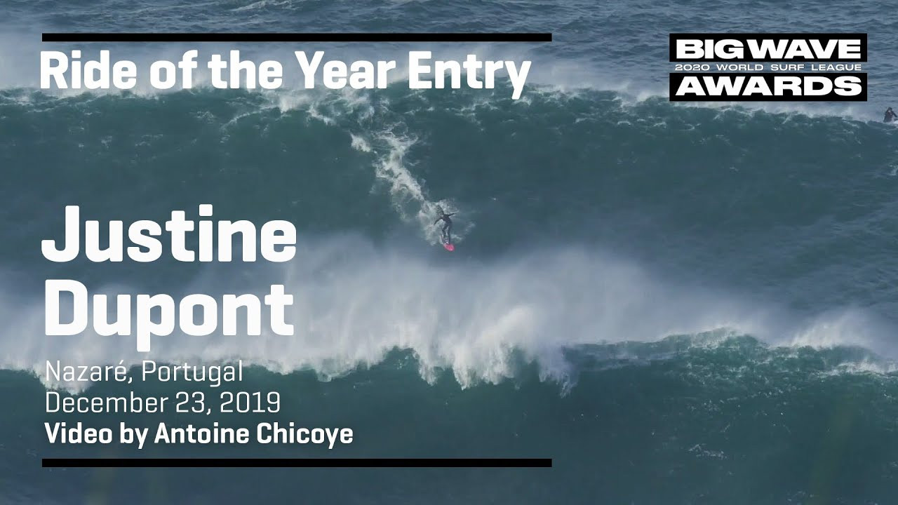 Justine Dupont (Seignosse, France) chatters artfully across choppy wall at Praia do Norte, Nazaré, Portugal on December 23, 2019. Video by Antoine Chicoye. An entry in the Ride of the Year Award category of the 2020 WSL Big Wave Awards. For more information see www.WorldSurfLeague.com/bigwaveawards