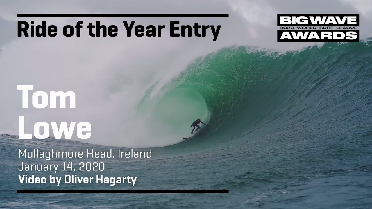 Tom Lowe (St. Ives, Cornwall, United Kingdom) is seen from the water side as he paddles in and conquers a classic slabbing barrel Mullaghmore Head, Ireland on January 14, 2020. Angle 2. Video by Oliver Hegarty. An entry in the Ride of the Year Award category of the 2020 WSL Big Wave Awards. For more information see www.WorldSurfLeague.com/bigwaveawards