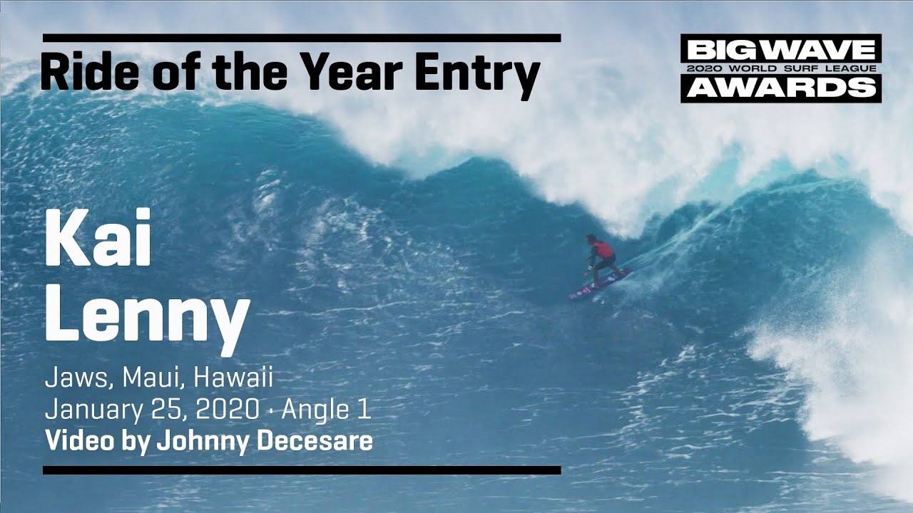Kai Lenny (Paia, Hawaii, USA) tows in, stalls like nobody's business and drives through a massive barrel on a windy afternoon at Jaws, Maui, Hawaii on January 25, 2020. Angle 1. Video by Johnny Decesare. An entry in the Ride of the Year Award category of the 2020 WSL Big Wave Awards. For more information see www.WorldSurfLeague.com/bigwaveawards
