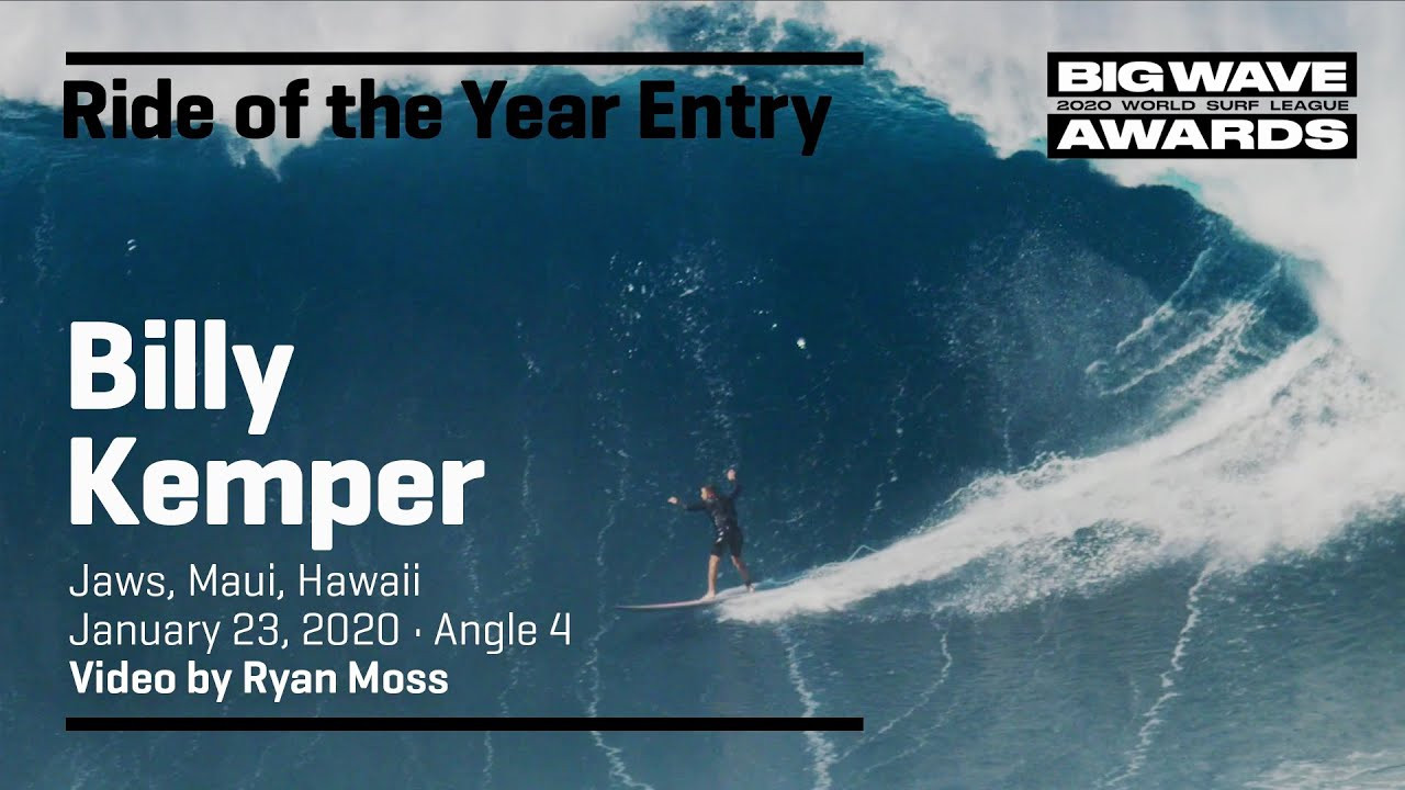 Billy Kemper (Haiku, Hawaii, USA) takes a big swing on the wave of the day and tunnels through one of the longest big wave barrels ever seen at Jaws, Maui, Hawaii on January 23, 2020. Angle 4. Video by Ryan Moss. An entry in the Ride of the Year Award category of the 2020 WSL Big Wave Awards. For more information see www.WorldSurfLeague.com/bigwaveawards