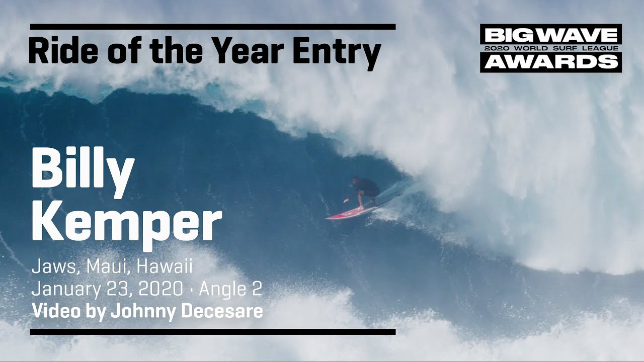 Billy Kemper (Haiku, Hawaii, USA) bobs and weaves through one of the longest big wave barrels ever seen at Jaws, Maui, Hawaii on January 23, 2020. Angle 2. Video by Johnny Decesare. An entry in the Ride of the Year Award category of the 2020 WSL Big Wave Awards. For more information see www.WorldSurfLeague.com/bigwaveawards