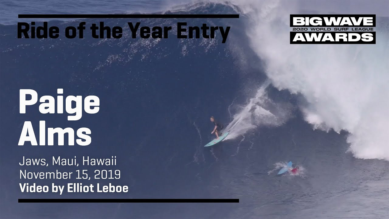 Paige Alms (Haiku, Hawaii, USA) shows her trademark precision on a quick drop at Jaws, Maui, Hawaii on November 15, 2019. Video by Elliot Leboe. An entry in the Ride of the Year Award category of the 2020 WSL Big Wave Awards. For more information see www.WorldSurfLeague.com/bigwaveawards