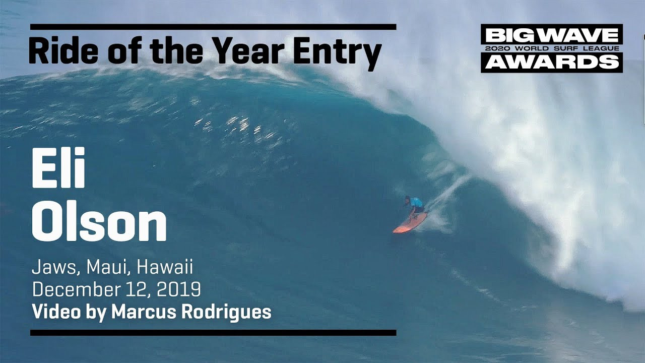 Eli Olson (Haleiwa, Hawaii, USA) charges a set wave during the cbdMD Jaws Big Wave Championships at Pe'ahi, Maui, Hawaii on December 12, 2019. Video by Marcus Rodrigues. An entry in the Ride of the Year Award category of the 2020 WSL Big Wave Awards. For more information see www.WorldSurfLeague.com/bigwaveawards