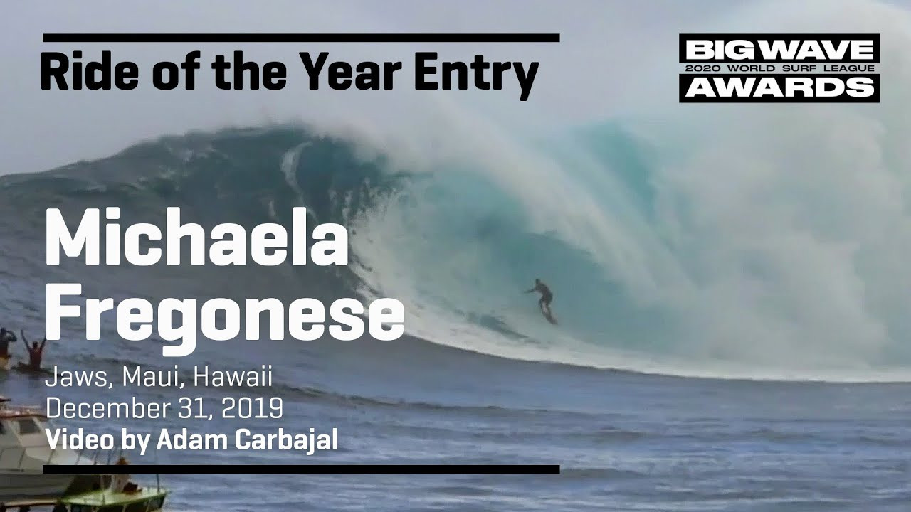 Michaela Fregonese (Rio de Janeiro, Brazil) tows in and finds her way through one of the best barrels ever completed by a woman at Jaws, Maui, Hawaii on December 31, 2019. Video by Adam Carbajal. An entry in the Ride of the Year Award category of the 2020 WSL Big Wave Awards. For more information see www.WorldSurfLeague.com/bigwaveawards