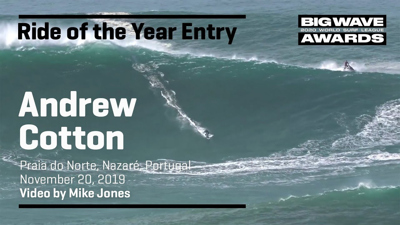 Andrew Cotton (North Braunton, Devon, United Kingdom) swoops in to an outside peak and through to the inside at Praia do Norte, Nazaré, Portugal on November 20, 2019. Video by Mike Jones. An entry in the Ride of the Year Award category of the 2020 WSL Big Wave Awards. For more information see www.WorldSurfLeague.com/bigwaveawards