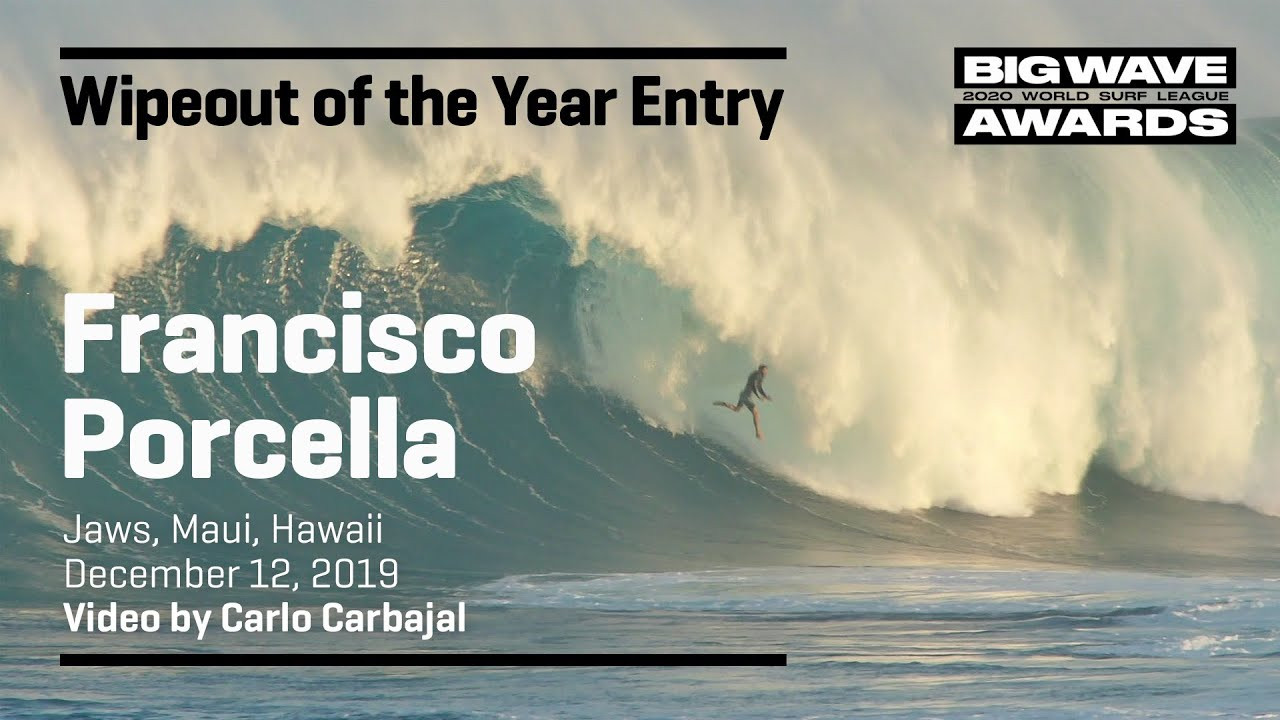 Francisco Porcella (Sardegna, Italy) goes for an unintentional low-orbit spacewalk at Jaws, Maui, Hawaii on December 12, 2019. Video by Carlo Carbajal. An entry in the Ride of the Year Award category of the 2020 WSL Big Wave Awards. For more information see www.WorldSurfLeague.com/bigwaveawards