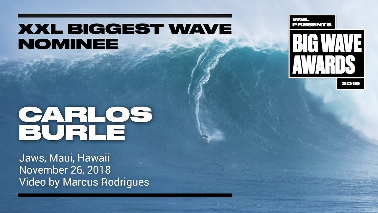 Carlos Burle (Rio de Janeiro) clears the distant mist and tows into an open ocean speed run at Jaws, Maui, Hawaii on November 26, 2018. Video by Marcus Rodrigues. A Nominee in the Men's XXL Biggest Wave Award category of the 2019 WSL Big Wave Awards. For more information see www.WorldSurfLeague.com/bigwaveawards