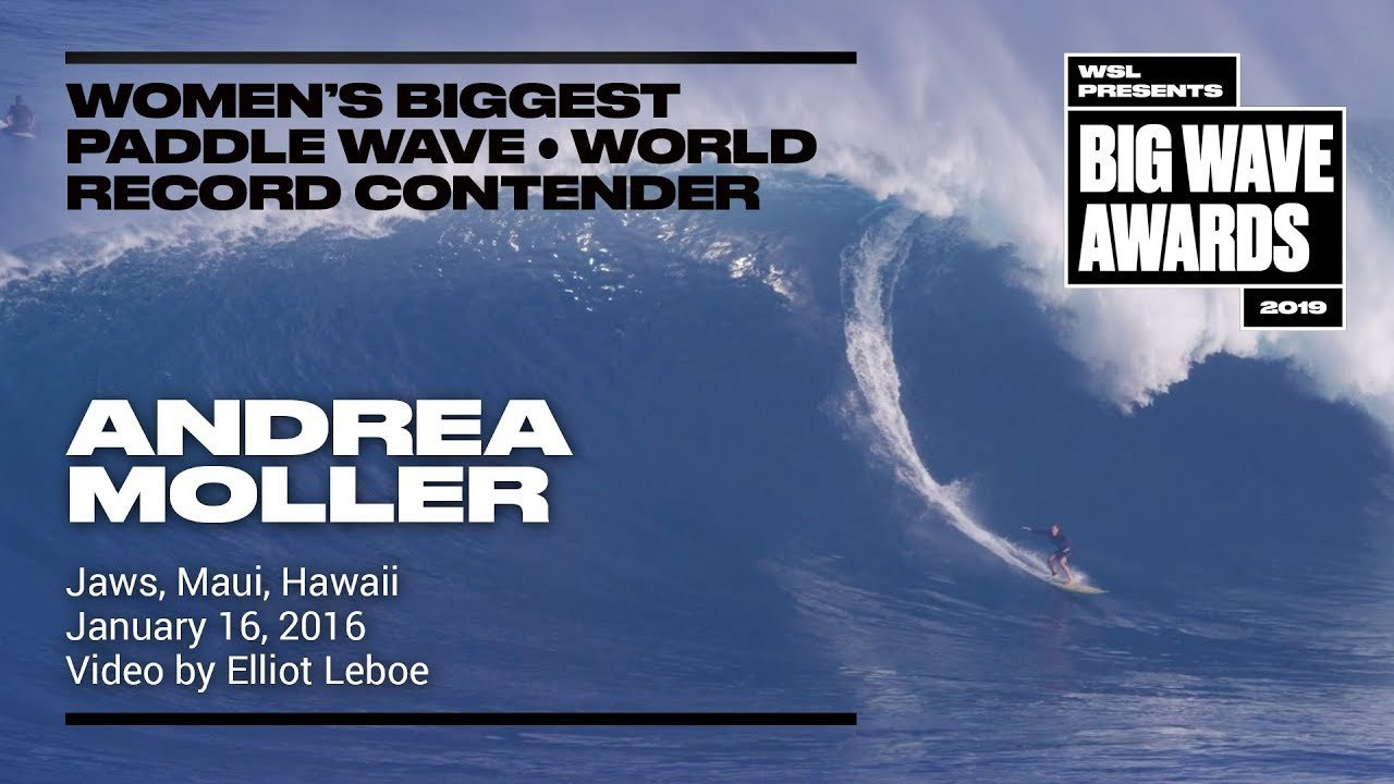 Andrea Moller (Ilhabela, Sao Paolo, Brazil) makes an historic drop at Jaws, Maui, Hawaii on January 16, 2016. Video by Elliot Leboe. A contender for the Women's Biggest Paddle World Record to be announced at the 2019 WSL Big Wave Awards. For more information see www.WorldSurfLeague.com/bigwaveawards.