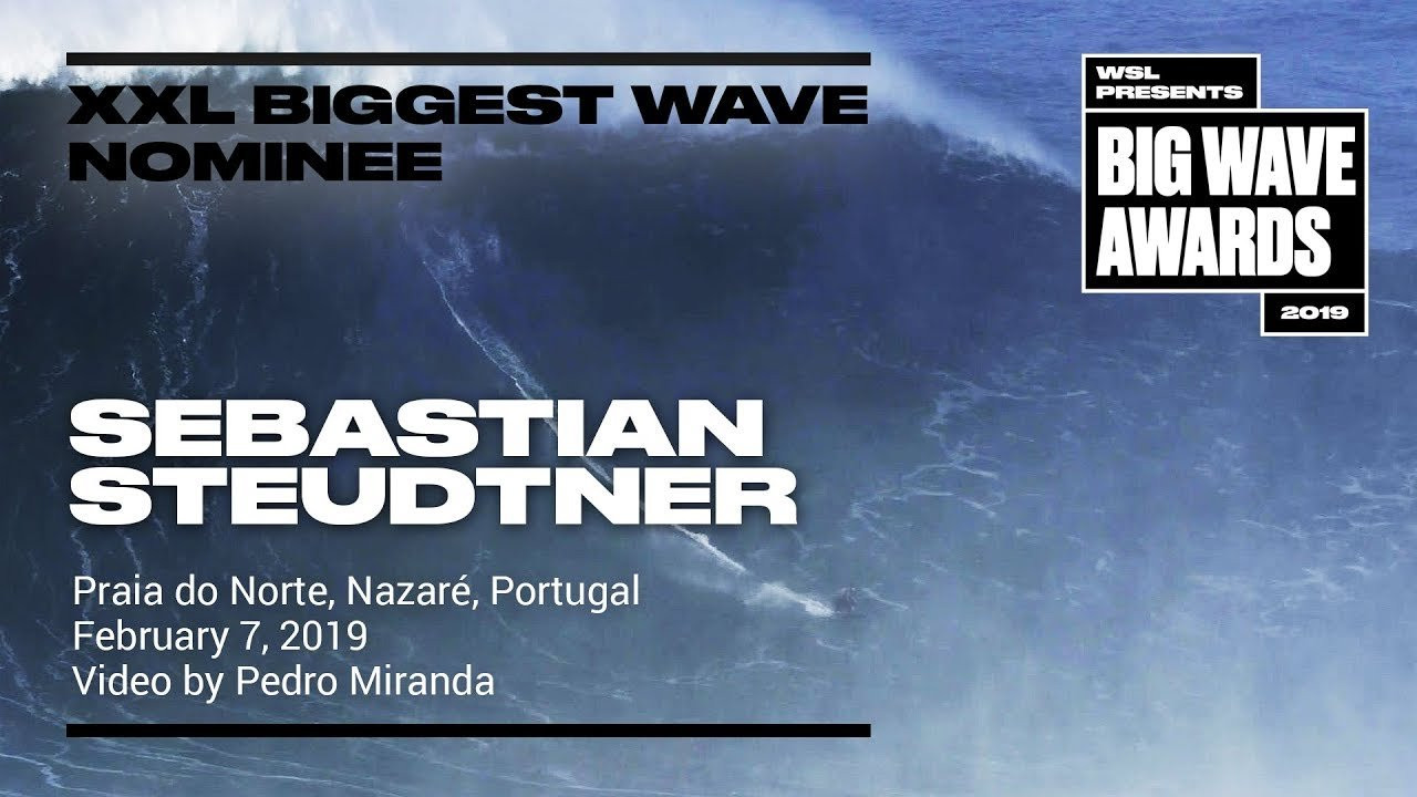 Sebastian Steudtner (Nuremberg, Germany) flies in to a looming peak with a jet pilot precision and rockets successfully to the shoulder at Praia do Norte, Nazaré, Portugal on February 7, 2019. Video by Pedro Miranda. An entry in the Ride of the Year Award category of the 2019 WSL Big Wave Awards. For more information see A Nominee in the Men's XXL Biggest Wave Award category of the 2019 WSL Big Wave Awards. For more information see www.WorldSurfLeague.com/bigwaveawards