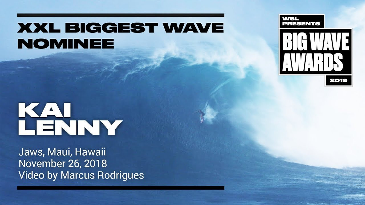Kai Lenny (Paia, Hawaii, USA) tows into a monster outside wall and carves it into tiny bits at Jaws, Maui, Hawaii on November 26, 2018. Video by Marcus Rodrigues. A Nominee in the Men's XXL Biggest Wave Award category of the 2019 WSL Big Wave Awards. For more information see An entry in the Ride of the Year Award category of the 2019 WSL Big Wave Awards. For more information see www.WorldSurfLeague.com/bigwaveawards