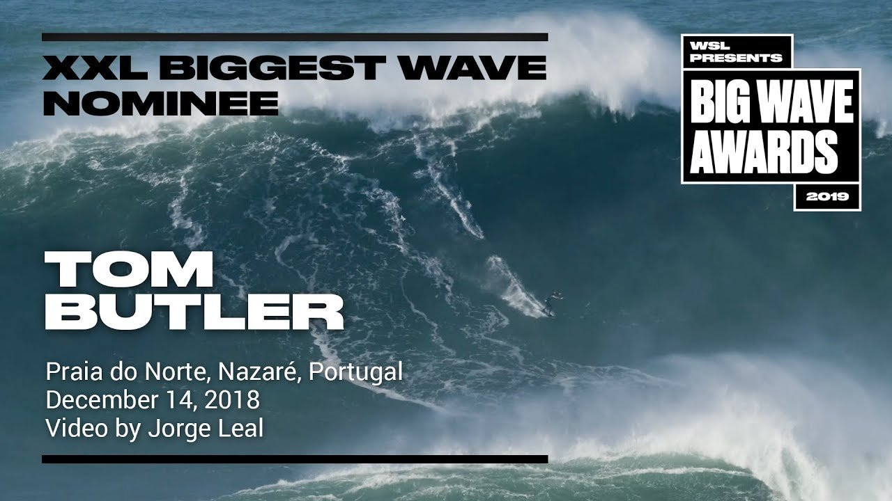 Tom Butler (Newquay, Cornwall, United Kingdom) whips into a savage wall and eludes a massive whitewater eruption en route to the safety of the shoulder at Praia do Norte, Nazaré, Portugal on December 14, 2018. Angle 4. Video by Jorge Leal. An entry in the Men's Biggest XXL Wave Award category of the 2019 WSL Big Wave Awards. For more information see www.WorldSurfLeague.com/bigwaveawards