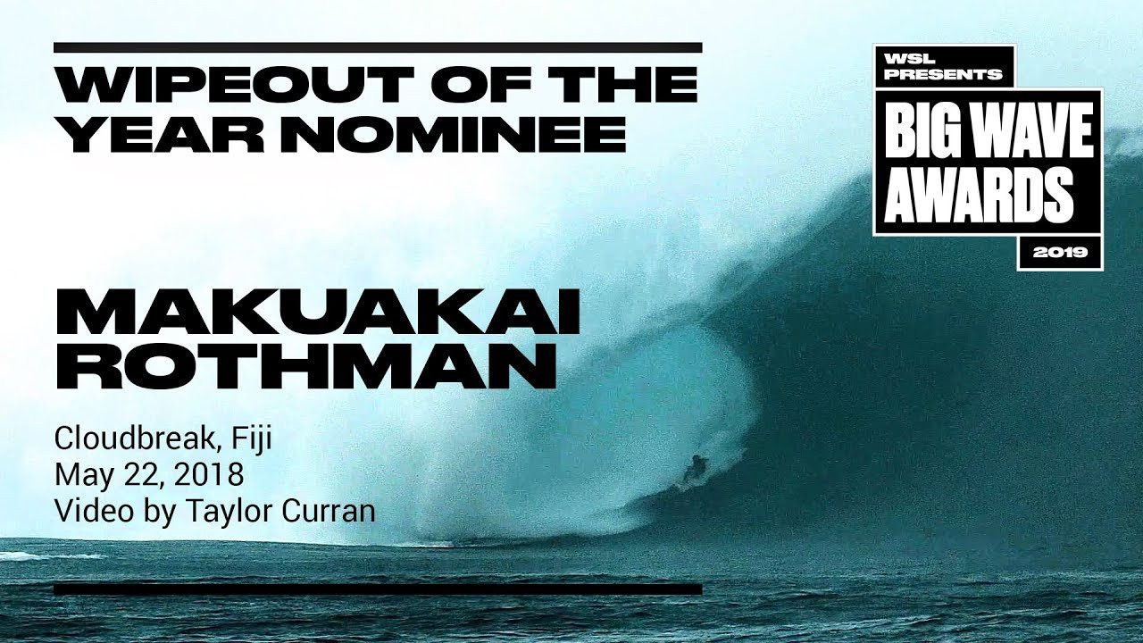 Makua Rothman (Sunset Beach, Hawaii, USA) pulls into a massively thick cavern but loses traction in the foamball and vanishes into the depths at Cloudbreak, Fiji on May 22, 2018. Video by Taylor Curran. An Nominee in the Wipeout of the Year Award category of the 2019 WSL Big Wave Awards. For more information see www.WorldSurfLeague.com/bigwaveawards