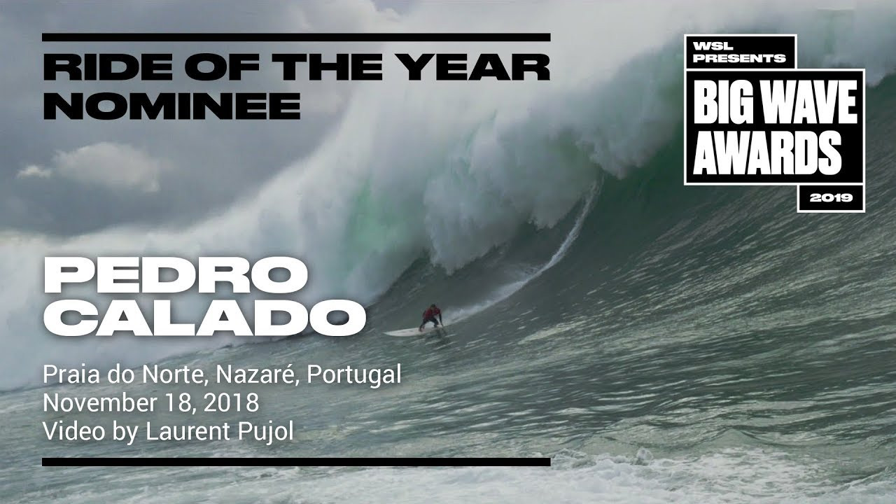Pedro Calado (Rio de Janeiro, Brazil) strokes into a surging wedge of a peak and takes on a challenge of a drop on a wild day at Praia do Norte, Nazaré, Portugal on November 18, 2018. Water video by Laurent Pujol. A nominee in the Biggest Paddle Award category of the 2019 WSL Big Wave Awards. For more information see www.WorldSurfLeague.com/bigwaveawards.