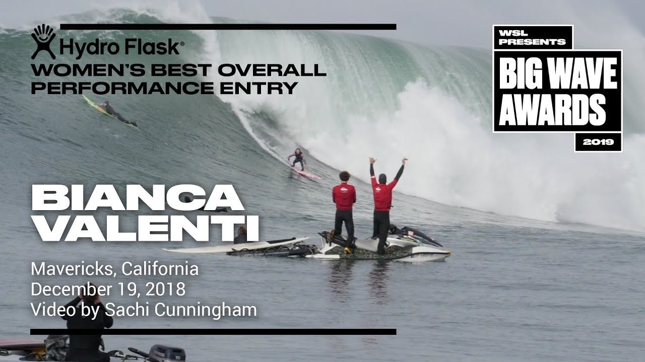 Bianca Valenti (San Francisco, California, USA) stokes onlookers as she paddles into a picturesque morning session peak at Mavericks, California on December 18, 2018. Video by Sachi Cunningham. An entry in the Hydro Flask Women's Best Overall Performance category of the 2019 WSL Big Wave Awards. For more information see www.WorldSurfLeague.com/bigwaveawards