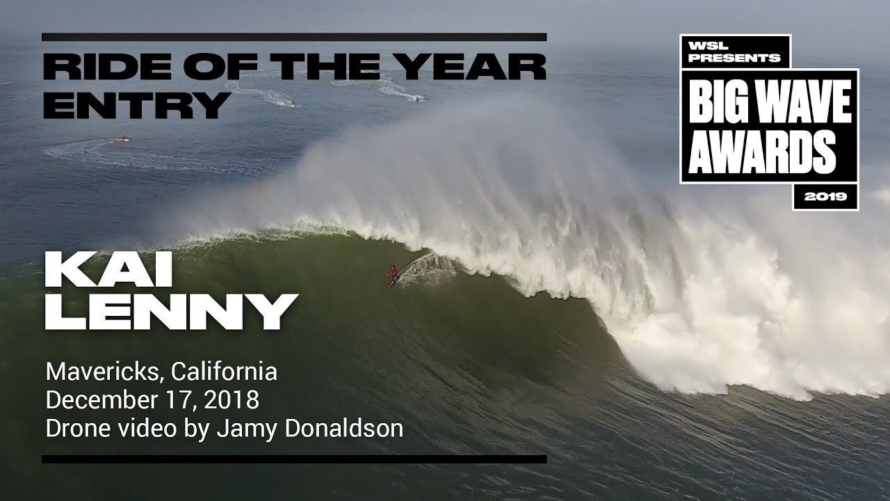 Kai Lenny (Paia, Hawaii, USA) swoops in from afar and slices a sunny wave face to smithereens at Mavericks, California on December 17, 2018. Drone video by Jamy Donaldson. An entry in the Ride of the Year Award category of the 2019 WSL Big Wave Awards. For more information see An entry in the Ride of the Year Award category of the 2019 WSL Big Wave Awards. For more information see www.WorldSurfLeague.com/bigwaveawards
