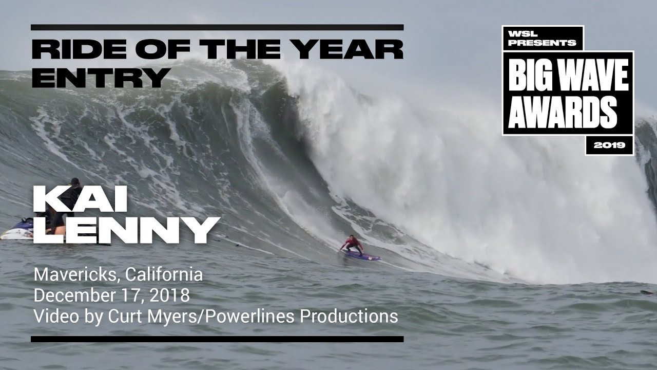 Kai Lenny (Paia, Hawaii, USA) is seen from another vantage point as he dodges all manner of carnage and pulls into a clamping tube at Mavericks, California on December 17, 2018. Angle 2. Video by Curt Myers/Powerlines Productions. An entry in the Ride of the Year Award category of the 2019 WSL Big Wave Awards. For more information see An entry in the Ride of the Year Award category of the 2019 WSL Big Wave Awards. For more information see www.WorldSurfLeague.com/bigwaveawards