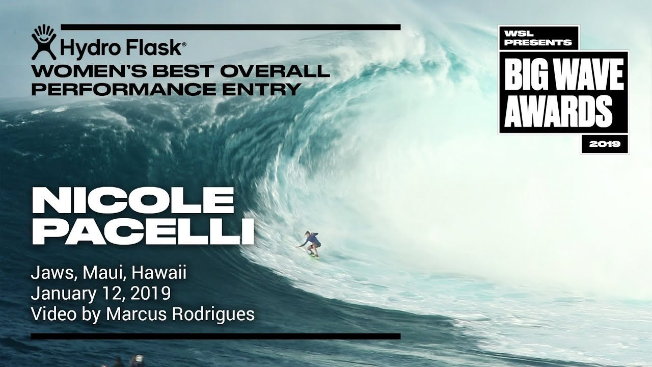 Nicole Pacelli (Sao Paulo, Brazil) tows in on an afternoon speed run and zips on through the bowl at Jaws, Maui, Hawaii on January 12, 2019. Video by Marcus Rodrigues. An entry in the Hydro Flask Women's Best Overall Performance category of the 2019 WSL Big Wave Awards. For more information see www.WorldSurfLeague.com/bigwaveawards