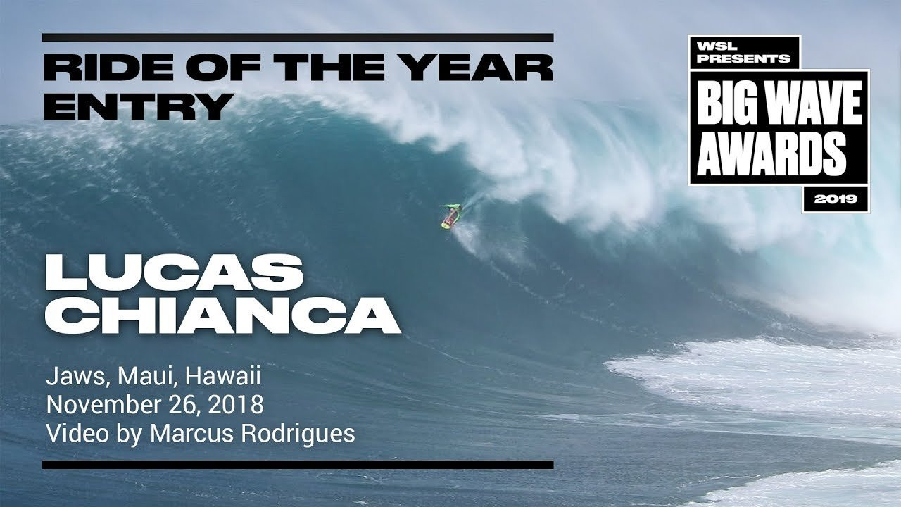 Lucas Chianca (Rio de Janeiro, Brazil) tows in on a snaking green righthander and pulls up into the pocket at Jaws, Maui, Hawaii on November 26, 2018 Video by Marcus Rodrigues.. An entry in the Ride of the Year Award category of the 2019 WSL Big Wave Awards. For more information see www.WorldSurfLeague.com/bigwaveawards