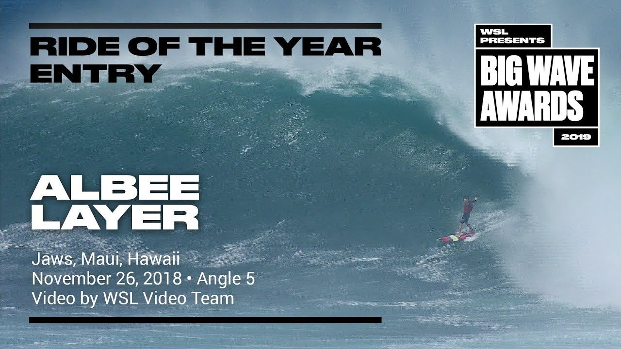 Albee Layer (Haiku, Hawaii, Hawaii, USA) paddles blindly into a misty peak and and is welcomed deep into the oceanic womb at Jaws, Maui, Hawaii on November 26, 2018. Angle 5. Video by WSL Video Team. An entry in the Ride of the Year Award category of the 2019 WSL Big Wave Awards. For more information see www.WorldSurfLeague.com/bigwaveawards