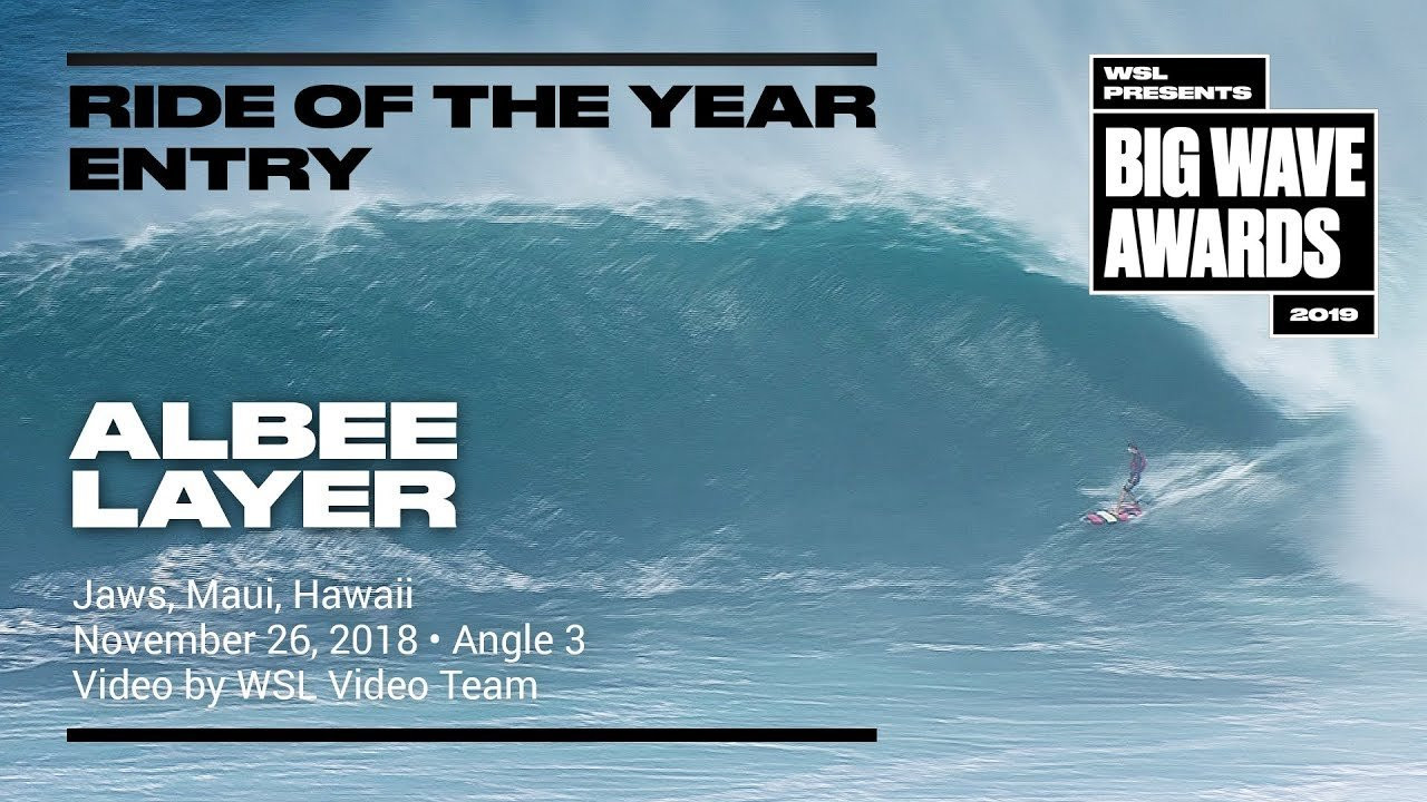 Albee Layer (Paia, Hawaii, USA) is seen in a third angle as he paddles into a misty peak and welcomes the presence of a nifty backdoor barrel. Video by WSL Video Team An entry in the Ride of the Year Award category of the 2019 WSL Big Wave Awards. For more information see www.WorldSurfLeague.com/bigwaveawards