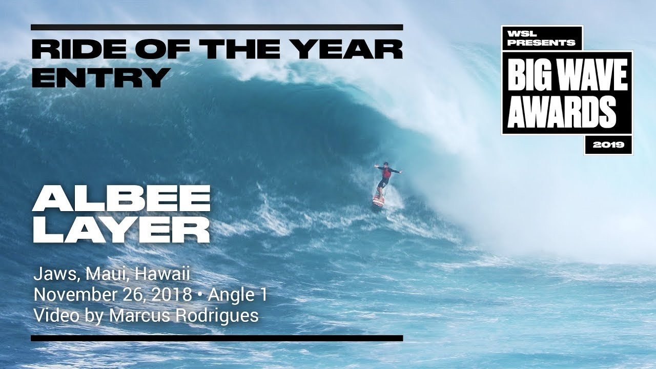 Albee Layer (Haiku, Hawaii, USA) paddles hard through the wind chop and welcomes a heaving canopy with open arms at Jaws, Maui, Hawaii on November 26, 2018. Video by Marcus Rodrigues. An entry in the Ride of the Year Award category of the 2019 WSL Big Wave Awards. For more information see www.WorldSurfLeague.com/bigwaveawards