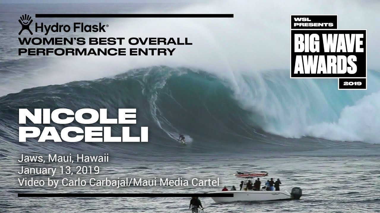 Nicole Pacelli (Sao Paulo, Brazil) tows in early on a bumpy morning and works her way through the bowl at Jaws, Maui, Hawaii on January 13, 2019. Video by Carlos Carbajal/Maui Media Cartel. An entry in the Hydro Flask WOmen's Best Overall Performance category of the 2019 WSL Big Wave Awards. For more information see www.WorldSurfLeague.com/bigwaveawards