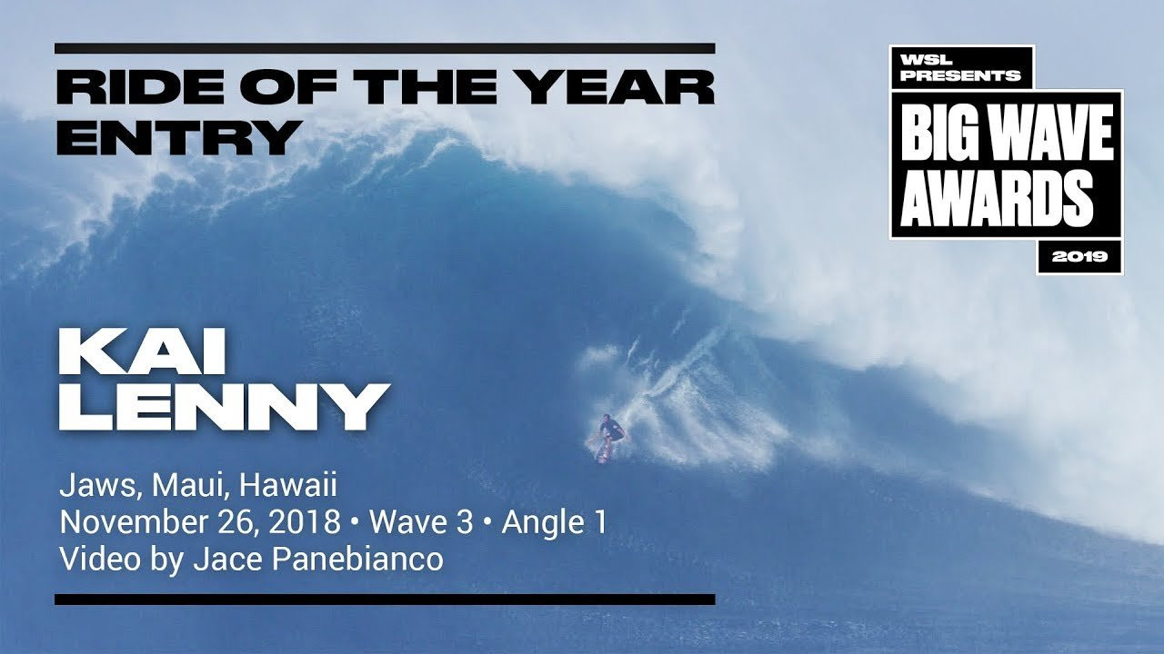 Kai Lenny (Paia, Hawaii, USA) tows into a monster and carves it into tiny bits at Jaws, Maui, Hawaii on November 26, 2018. Video by Jace Panebianco. An entry in the Ride of the Year Award category of the 2019 WSL Big Wave Awards. For more information see An entry in the Ride of the Year Award category of the 2019 WSL Big Wave Awards. For more information see www.WorldSurfLeague.com/bigwaveawards