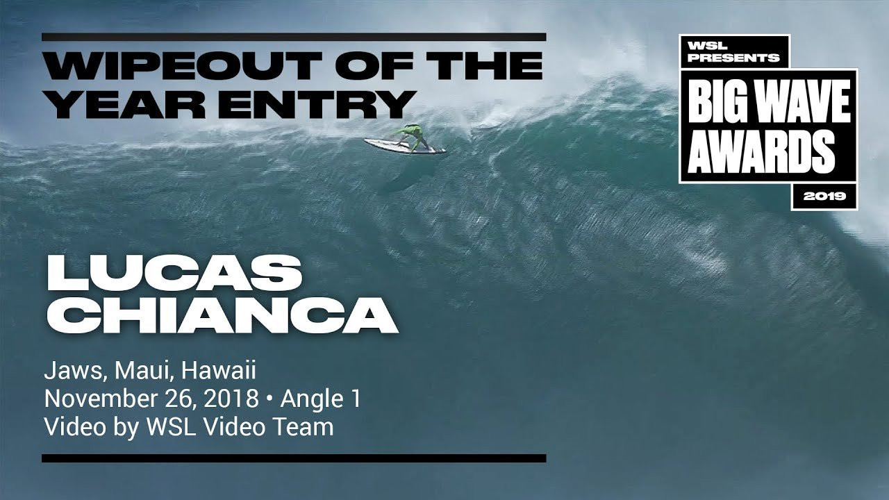 Lucas Chianca (Rio de Janeiro, Brazil) tries to paddle in against the raging tradewinds and takes unintended flight at Jaws, Maui, Hawaii on November 26, 2018. Angle 1. Video by the WSL Video Team. An entry in the Wipeout of the Year Award category of the 2019 WSL Big Wave Awards. For more information see www.WorldSurfLeague.com/bigwaveawards.