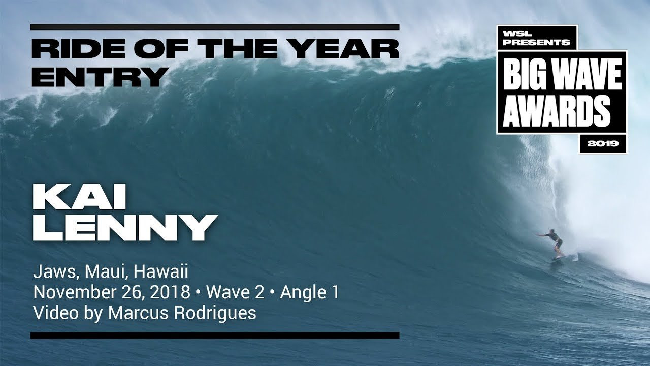 Kai Lenny (Paia, Hawaii, USA) tows into a big outside wall and finds his way into and out of a heaving barrel at Jaws, Maui, Hawaii on November 27, 2018. Wave 2, angle 1. Video by Marcus Rodrigues. An entry in the Ride of the Year Award category of the 2019 WSL Big Wave Awards. For more information see www.WorldSurfLeague.com/bigwaveawards