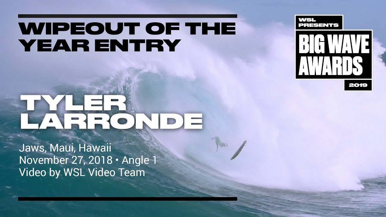Tyler Larronde (Haiku, Hawaii, USA) fights the wind at the Jaws Challenge but becomes one with the heaving lip at Jaws, Maui, Hawaii on November 27, 2018. Helicopter video by the WSL Video Team. An entry in the Wipeout of the Year Award category of the 2019 WSL Big Wave Awards. For more information see www.WorldSurfLeague.com/bigwaveawards