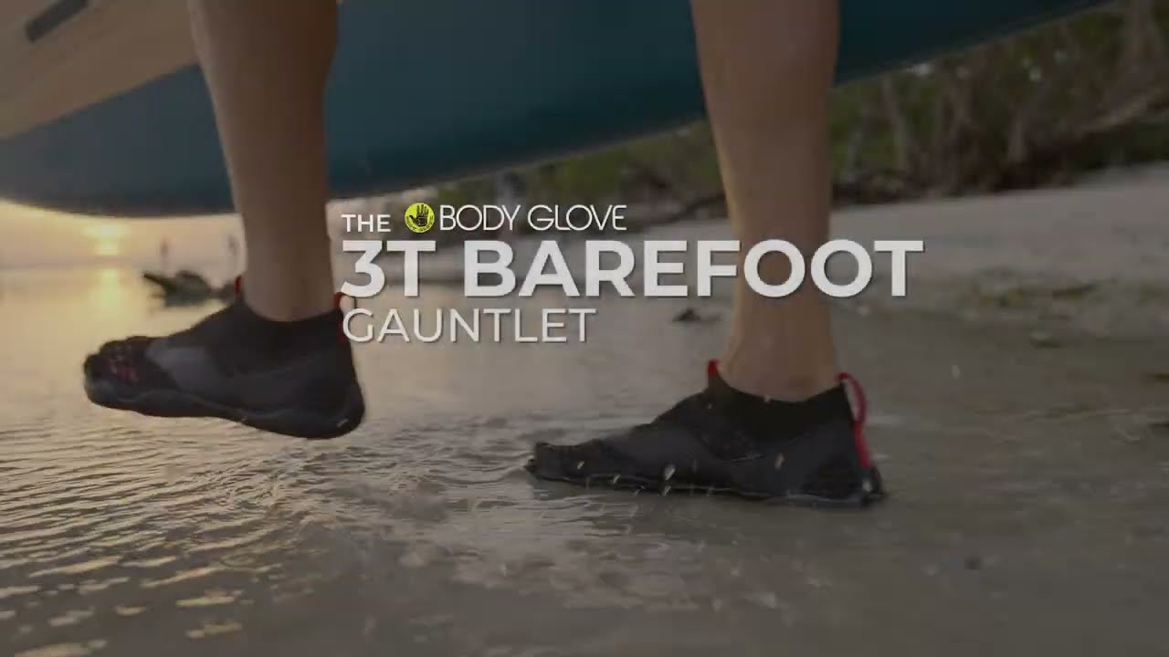 Barefoot-inspired shoe that surrounds your foot in a glove-like fit, the 3T Gauntlet keeps you connected to the ground for maximum balance and performance. The 3-toe design adds comfort while moving across uneven surfaces while also enhancing agility. Built with a hydro knit 4-way stretch upper and an integrated drainage system, this multi-terrain shoe allows you to be comfortable and protected for every adventure.