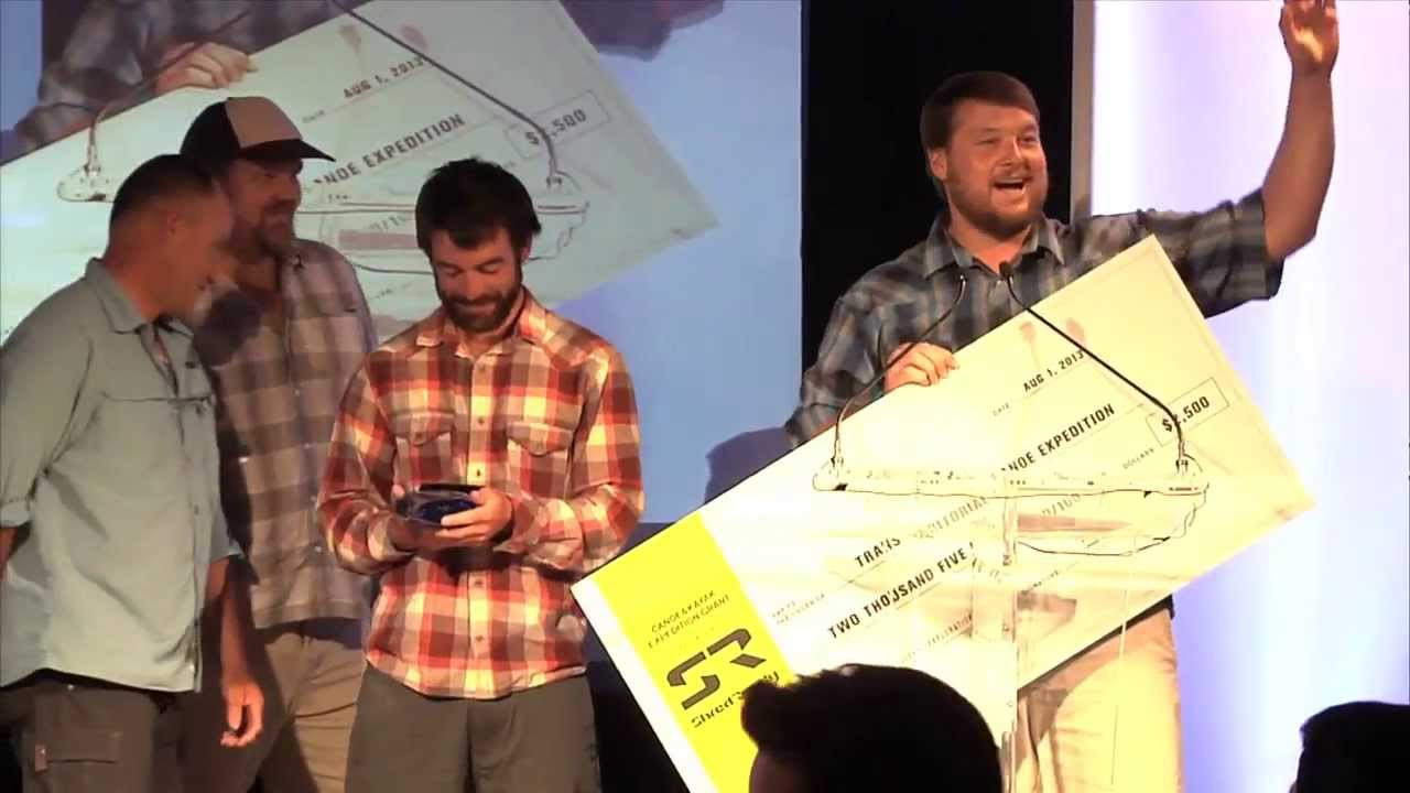 Taking home the biggest award of the evening, the team members of the Trans-Territorial Canoe Expedition smiled big as they accepted the $2,500 Expedition Grant check presented by Shred Ready, the first year it was presented at the Canoe & Kayak Awards.<br /><br />Their expedition involved running a four-month, 2,600-mile canoe journey across Canada's Northern Territories. Their trek remained almost entirely above 60 degrees latitude as the four Midwesterners made their way from the Pacific Ocean to Hudson Bay.