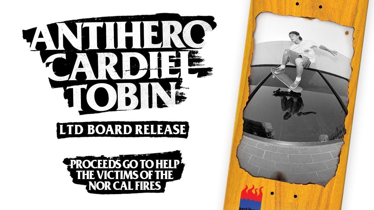 John Cardiel and Tobin Yelland teamed up on this limited edition board to help raise money for the victims of the Santa Rosa fires in late 2017. Head to http://www.antiheroskateboards.com/cardiel-x-tobin-antihero-fire-relief-board/ to pick one up!<br /><br />Thanks for the support.<br /><br /><br /><br />https://www.instagram.com/_breakfree_/<br />https://www.instagram.com/tobinyellandphoto/