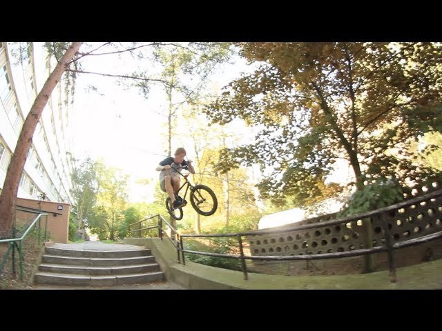 Raw clip of Chester Blacksmith doing an over grind somewhere in Europe.