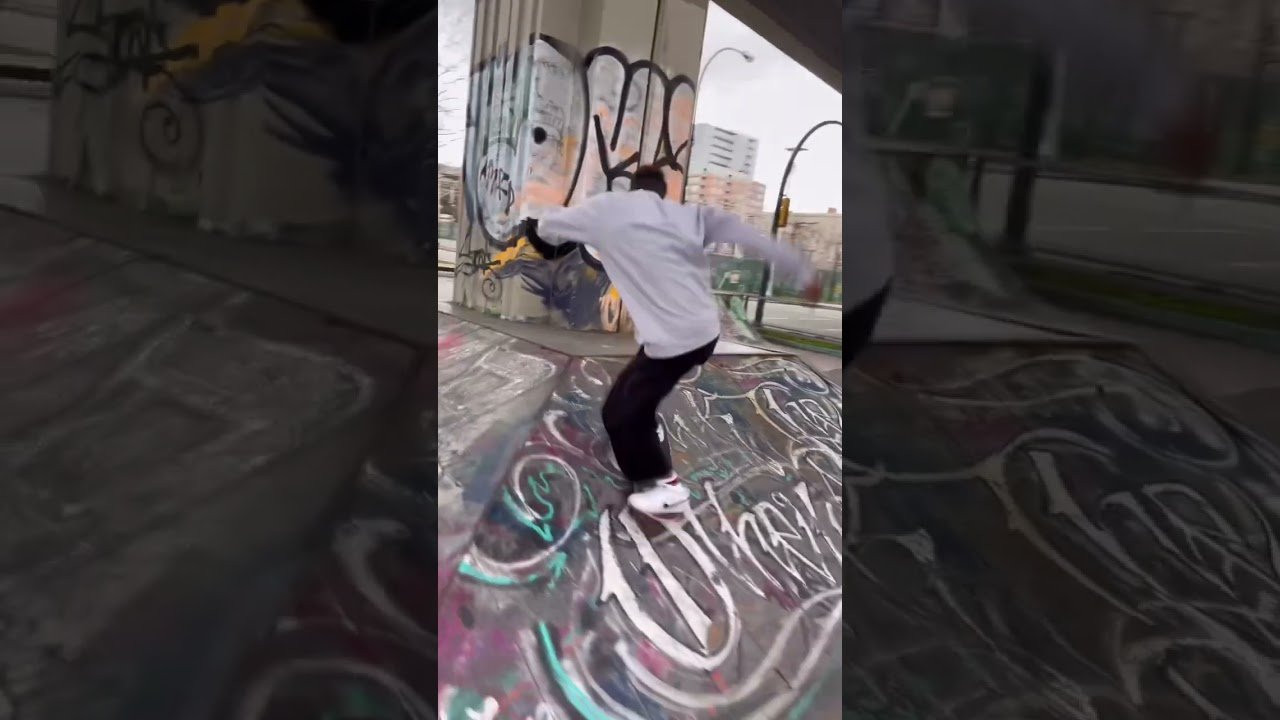 Malik Walker skating the plaza in Vancouver.