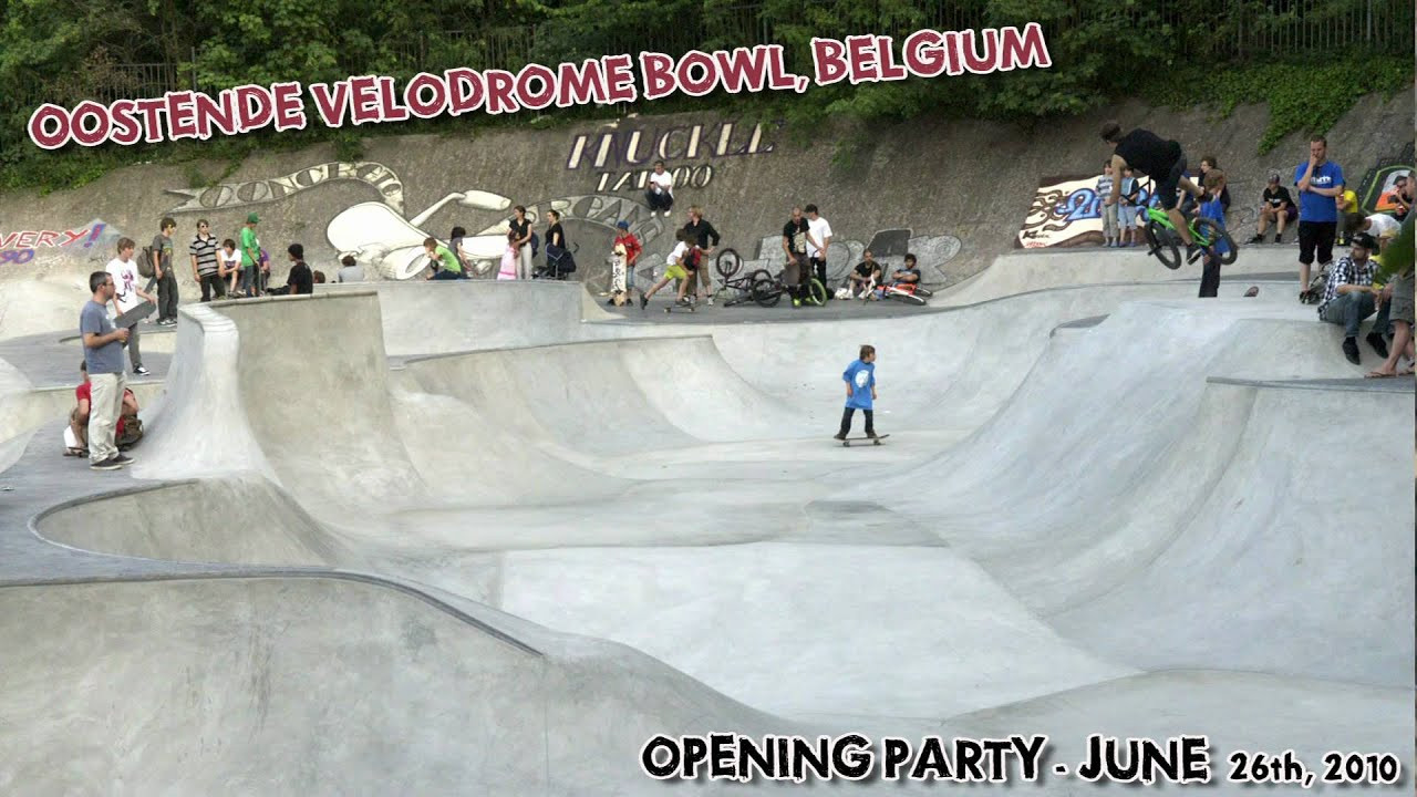 The opening of the Velodrome Bowl in Oostende built by Concrete Dreams - a Belgium Concrete Skatepark company. Concrete Dreams is a collaborative effort with Brusk Collective, Bruno & sometimes help from Matt Grabowski from Minus Pools. The skate bowl is extremely fun and has a fast flow and pool coping covering a good amount of the bowl. The bowl is only a couple kilometers away from the ocean, so well worth a trip out to coastal Belgium to visit one of the new concrete gems in europe.