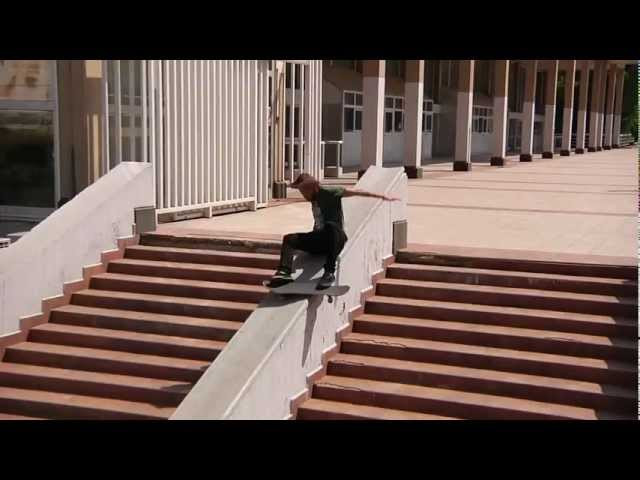 Here is a clip of Dane Burman doing a boardslide / buttslide on a ledge in Croatia.