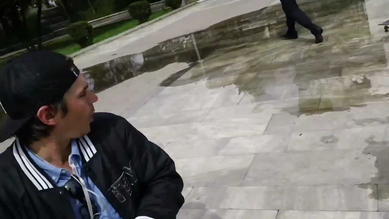 Here is a video of a Turkish security guard attempting to skateboard.